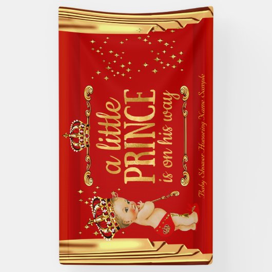 Prince Baby Duwer Red Gold Drapes Blonde Boy Banner (Vertikal)