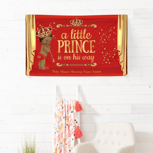 Prince Baby Duwer Red Gold Drapes Ethnic Banner (Insitu)