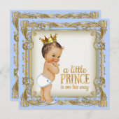 Prince Baby Shower Baby Blue Einladung (Vorne/Hinten)