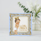 Prince Baby Shower Baby Blue Einladung (Stehend Vorderseite)
