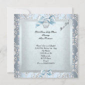 Prince Baby Shower Baby Boy Blue Damask Shoe 4E Einladung (Rückseite)