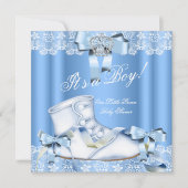 Prince Baby Shower Baby Boy Blue Leace Shoe 6a Einladung (Vorderseite)