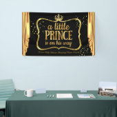 Prince Baby Shower Black Gold Crown Drapes Banner (Messeveranstaltung)