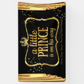 Prince Baby Shower Black Gold Crown Drapes Banner (Vertikal)