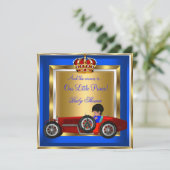Prince Baby Shower Blue Boy Red Racing Car 2B Einladung (Stehend Vorderseite)