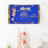 Prince Baby Shower Blue Gold Carriage Brünett Boy Banner (Insitu)