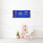 Prince Baby Shower Blue Gold Carriage Ethnic 2 Banner (Insitu)