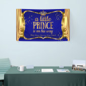 Prince Baby Shower Blue Gold Crown Drapes Banner (Messeveranstaltung)