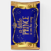 Prince Baby Shower Blue Gold Crown Drapes Banner (Vertikal)