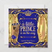 Prince Baby Shower Blue Gold Ethnic Boy Einladung (Vorderseite)