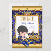 Prince Baby Shower Blue Gold Foil Boy Einladung (Vorderseite)