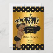 Prince Baby Shower Boy Black Gold Ethnic Einladung (Vorderseite)