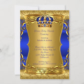 Prince Baby Shower Boy Blue Gold African American Einladung (Rückseite)