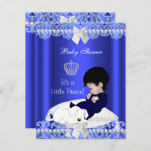 Prince Baby Shower Boy Blue Lace Puppy Einladung