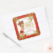 Prince Baby Shower Boy Red Gold White Blonde Quadratischer Aufkleber (Umschlag)