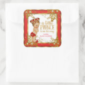 Prince Baby Shower Boy Red Gold White Blonde Quadratischer Aufkleber (Tasche)