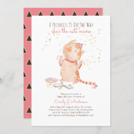 Prince Baby Shower Cats Kitten Girls Pink Niedlich Einladung