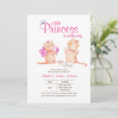 Prince Baby Shower Cats Kitten Girls Pink Niedlich Einladung (Stehend Vorderseite)