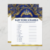 Prince Baby Shower Games Word Scramble Rhyme Quiz (Vorne/Hinten)