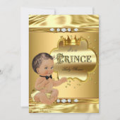 Prince Baby Shower Gold Foil Brünett Bow Krawatte Einladung (Vorderseite)