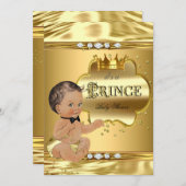 Prince Baby Shower Gold Foil Brünett Bow Krawatte Einladung (Vorne/Hinten)