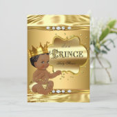 Prince Baby Shower Gold Foil Ethnic Baby Boy Einladung (Stehend Vorderseite)