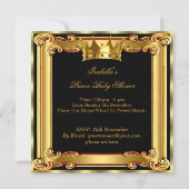 Prince Baby Shower Gold Imitate Foil Black Blonde Einladung (Rückseite)