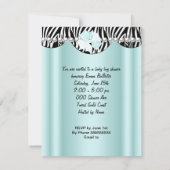 Prince Baby Shower Mint Aquamarin Blue Zebra Einladung (Rückseite)
