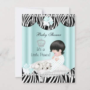 Prince Baby Shower Mint Aquamarin Blue Zebra Einladung