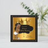 Prince Baby Shower Niedlich Boy Crown Ethnic Einladung (Stehend Vorderseite)