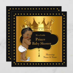 Prince Baby Shower Niedlich Boy Crown Ethnic Einladung