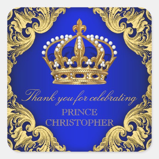 Prince Baby Shower Pflegeaufkleber Quadratischer Aufkleber (Vorderseite)