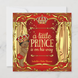 Prince Baby Shower Red Gold American Einladung