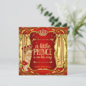 Prince Baby Shower Red Gold Boy Blonde Einladung (Stehend Vorderseite)