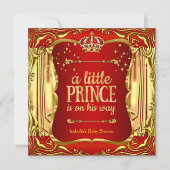 Prince Baby Shower Red Gold Boy Einladung (Vorderseite)