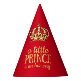Prince Baby Shower Red Gold Crown Party Partyhütchen