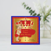 Prince Baby Shower Red Royal Blue Boy Crown Blonde Einladung (Stehend Vorderseite)