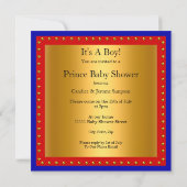 Prince Baby Shower Red Royal Blue Boy Crown Blonde Einladung (Rückseite)