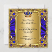 Prince Baby Shower Regal Gold Royal Blue Boy Einladung (Rückseite)