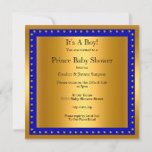 Prince Baby Shower Royal Blue Boy Crown Blonde Einladung (Rückseite)
