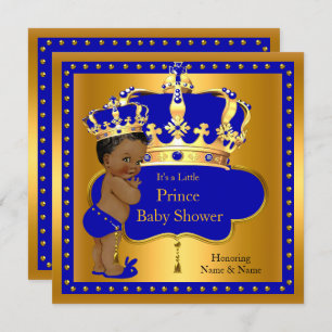 Prince Baby Shower Royal Blue Boy Crown Ethnic Einladung