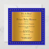 Prince Baby Shower Royal Blue Boy Crown Ethnic Einladung (Rückseite)