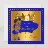 Prince Baby Shower Royal Blue Boy Crown Ethnic Einladung (Vorderseite)