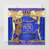 Prince Baby Shower Royal Blue Gold Drapes Ethnic Einladung (Vorderseite)