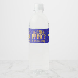 Prince Baby Shower Royal Blue Gold Foil Boy Wasserflaschenetikett