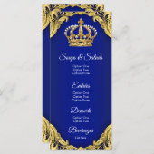 Prince Baby Shower Royal Party Menu Menükarte (Vorne/Hinten)