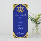Prince Baby Shower Royal Party Menu Menükarte (Stehend Vorderseite)