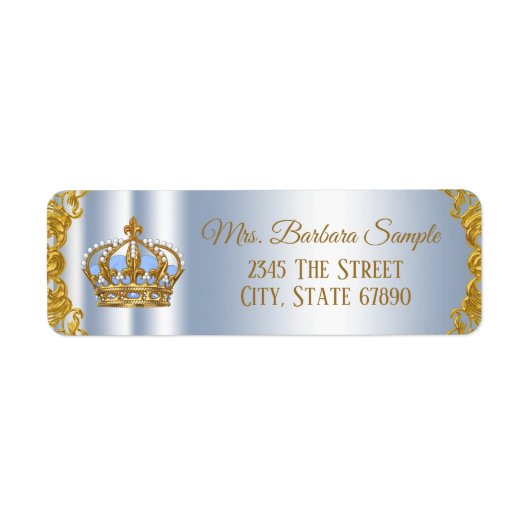 Prince Baby Shower Rücksendeadressen-Aufkleber (Vorne)