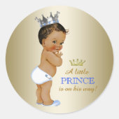 Prince Baby Shower Runder Aufkleber (Vorderseite)