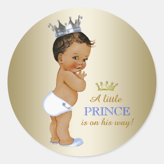 Prince Baby Shower Runder Aufkleber (Vorderseite)